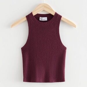 & Other Stories Knitted Silk Blend Cropped Tank Top in Dark Red (XS)